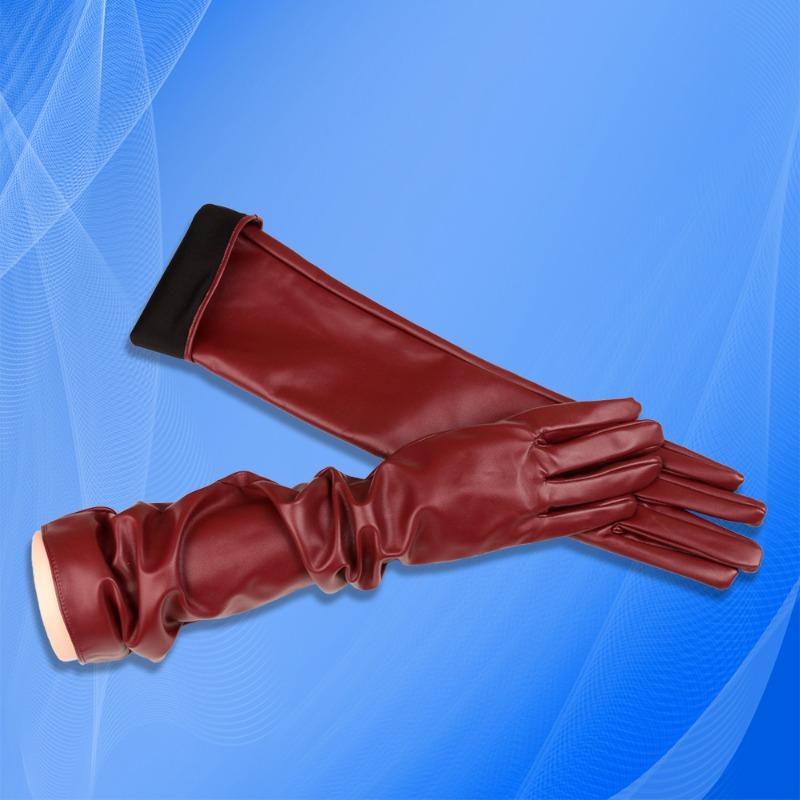 Meier Women's 50cm leather gloves - extended length fashion pu leather gloves