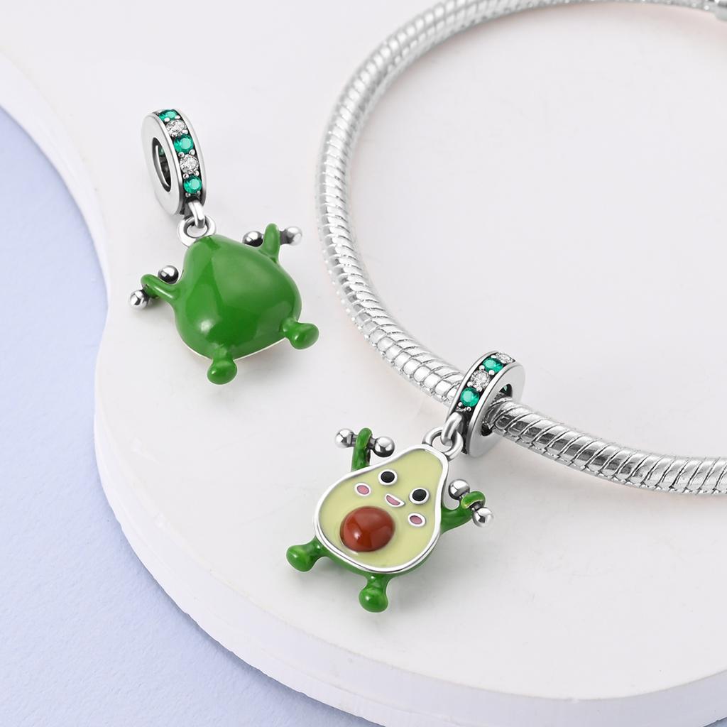 Fruit Charm Bead 925 Silver Strawberry Cherry Avocado Pendant Fit Original Bracelet Diy Fashion Jewelry