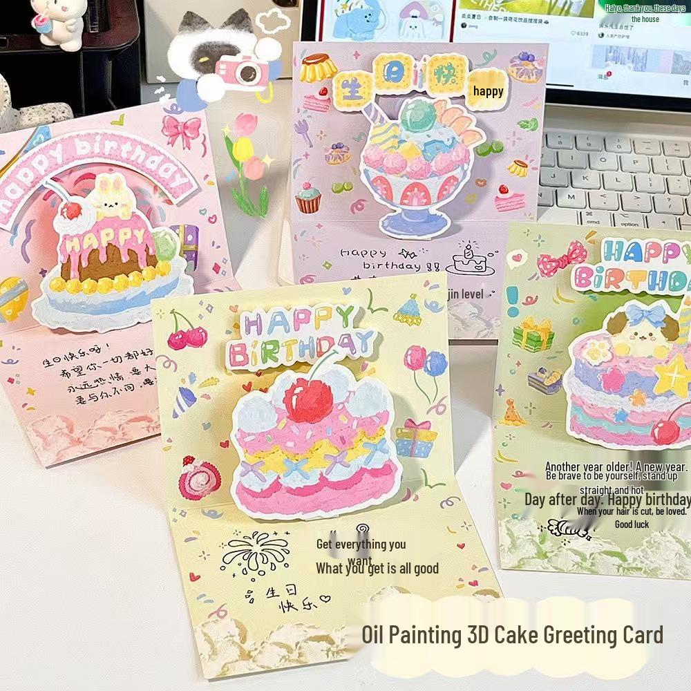 Creative 3D Cartoon Birthday Card: Folding Surprise Gift for Couples & Angels