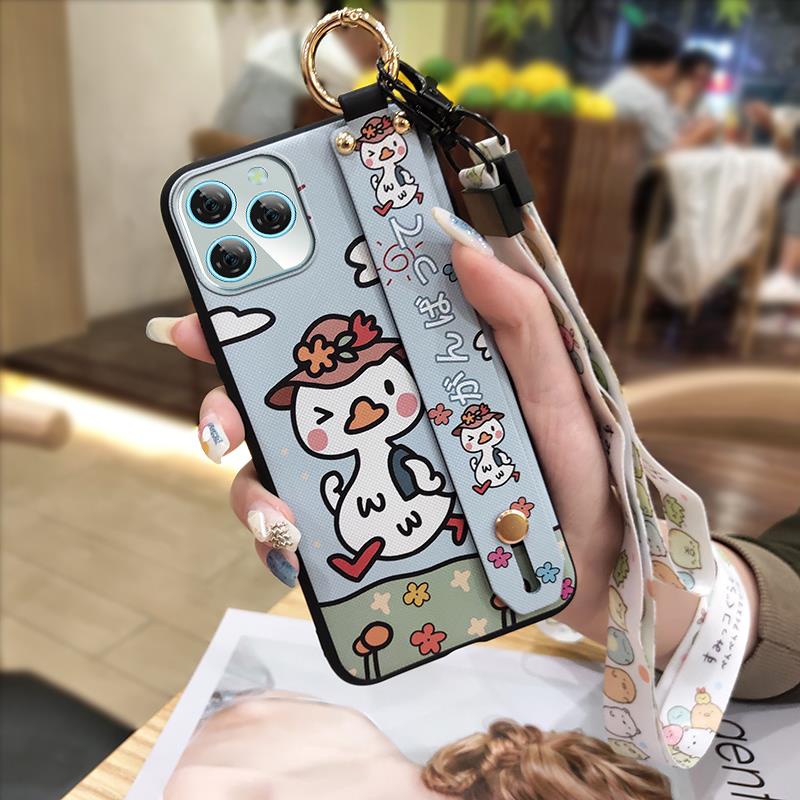 Ring Lanyard Phone Case For Blackview A95 Waterproof Silicone Anti-dust Wristband Cartoon Back Cover Durable Shockproof