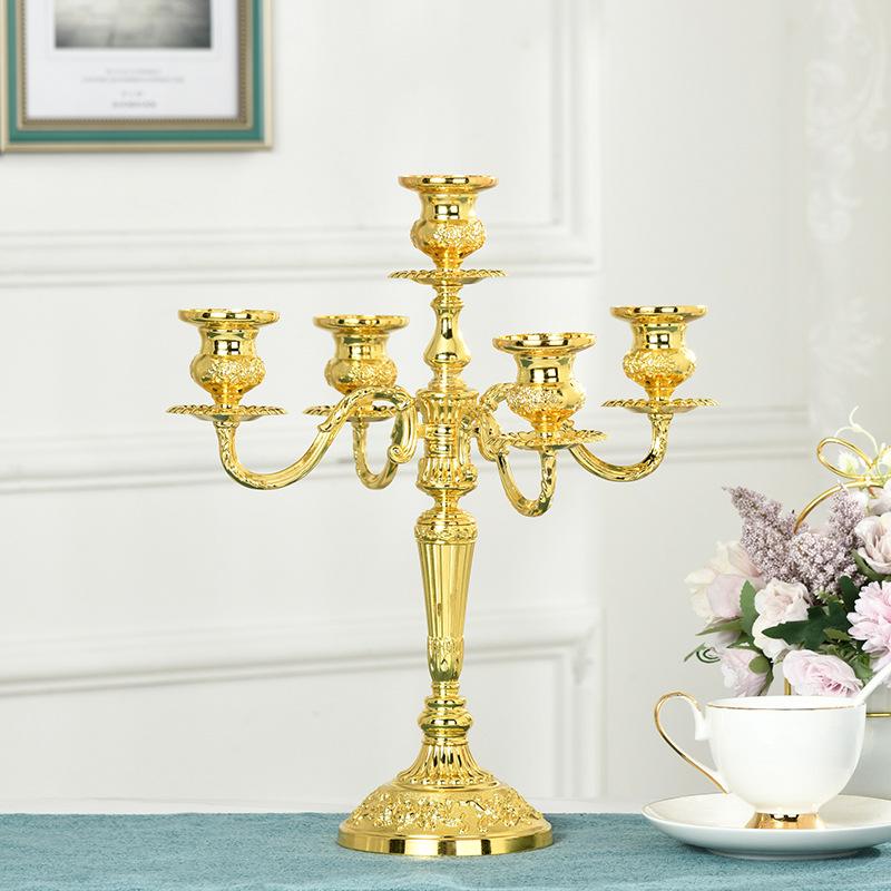 European Style Silver-Plated Metal Candelabra for Weddings and Hotels