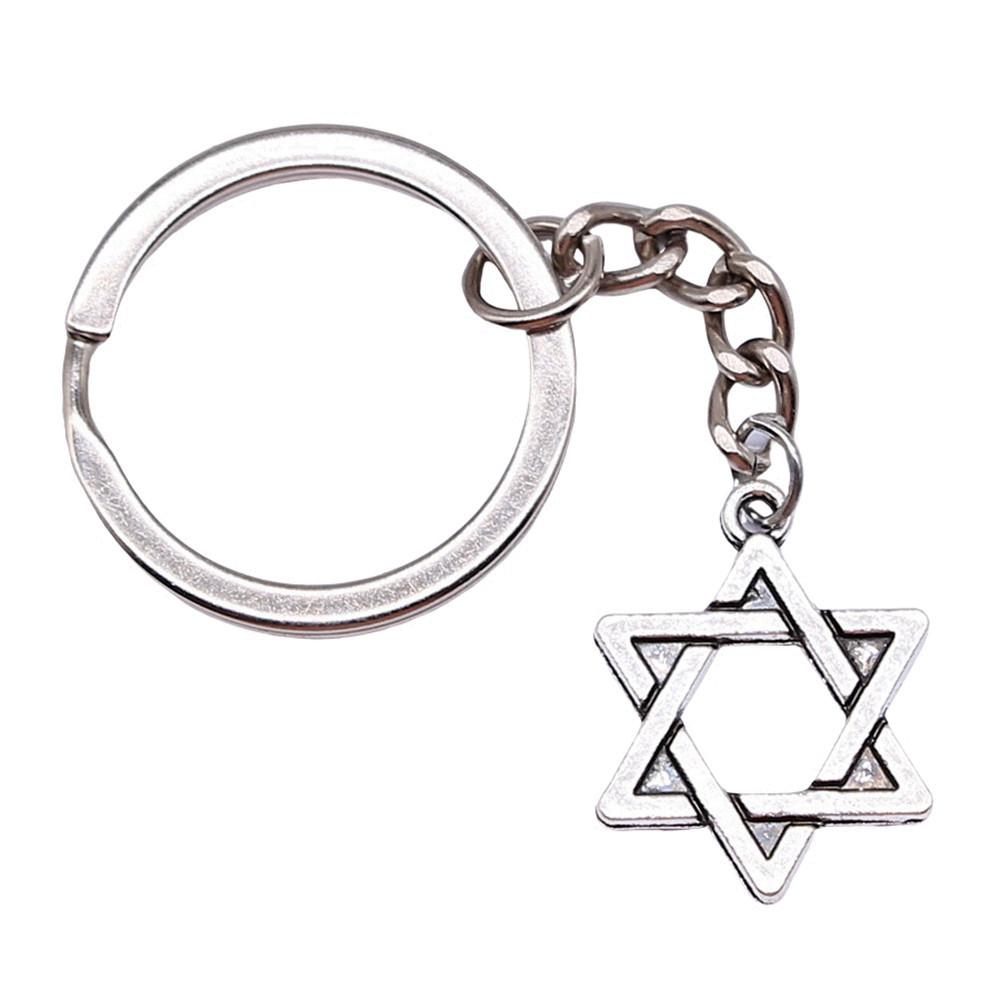 Celtic Knot Charm Hexagram Keychain Irish Amulet Key Ring 28mm Ring