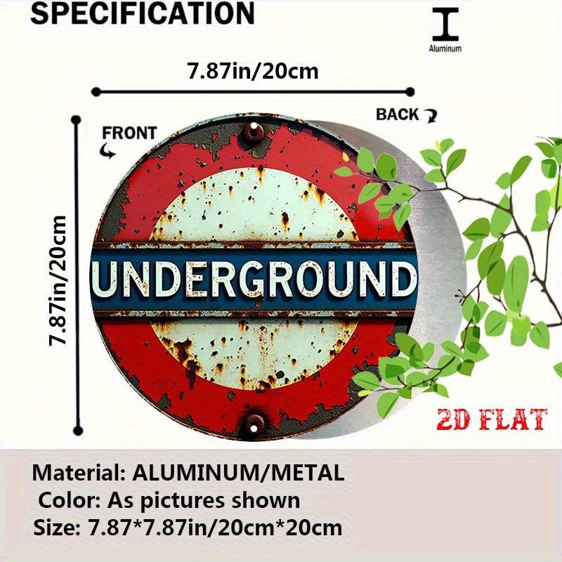 Cartello in Latta Hisun Vintage Arrugginito London Underground Roundel Tondo Metallo Latta Cartello Retro Metropolitana Logo Decorazione Murale Placca Artistica per Man Cave Bar Garage