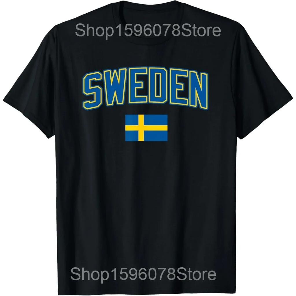 Divertente Asta per Bandiera Svedese Firma T-shirt Svedesi Uomo Cotone Umorismo Streetwear T-Shirt Manica Corta Unisex Abbigliamento Largo