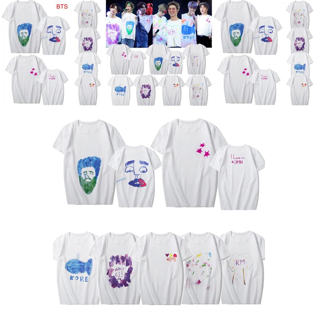 T-shirt Coton Graffiti Kpop Bts Suga Jimin V Shirt Graphique Unisexe Tee Couple S