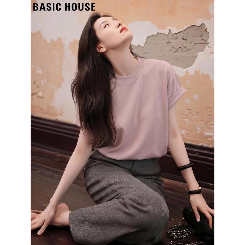 Basic House Women s Pure Cotton Round Neck T-shirt S