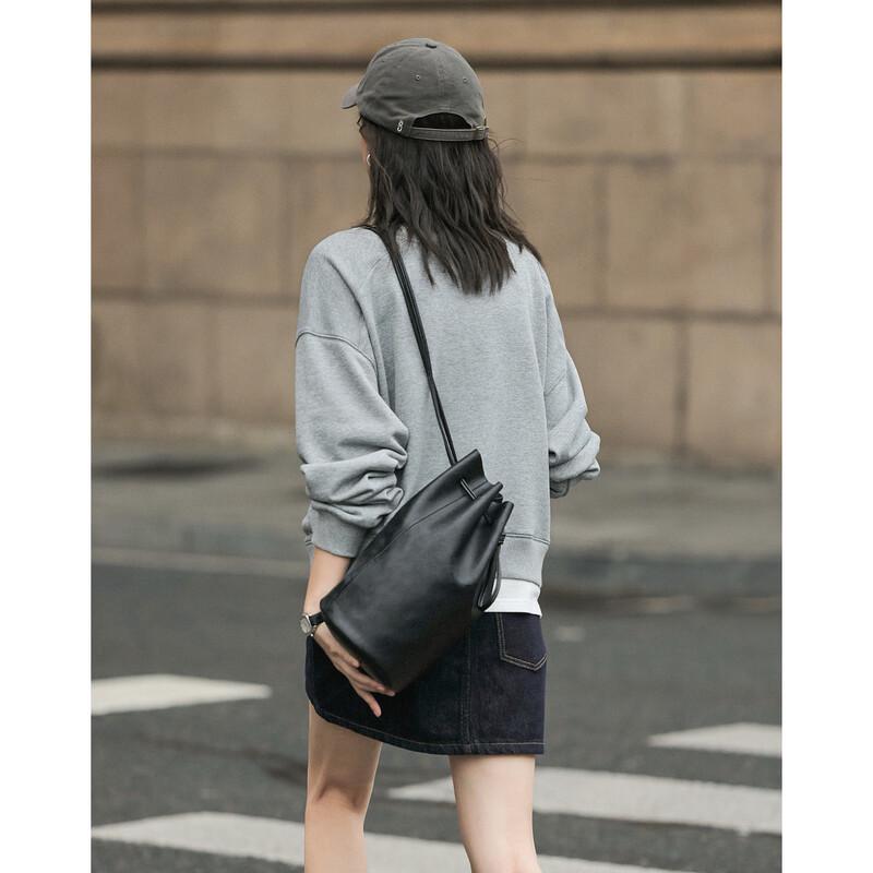 Demana Women's Color Block Faux Two-Piece Spliced Round Neck Sweatshirt