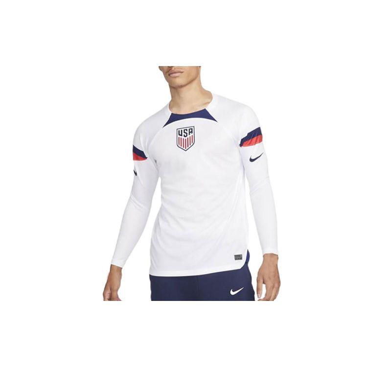 Nike Maglia da Calcio a Maniche Lunghe con Stampa Logo Coppa del Mondo Qatar 2022/23 Edizione Fan Maglie Uomo Bianche DN0673-101