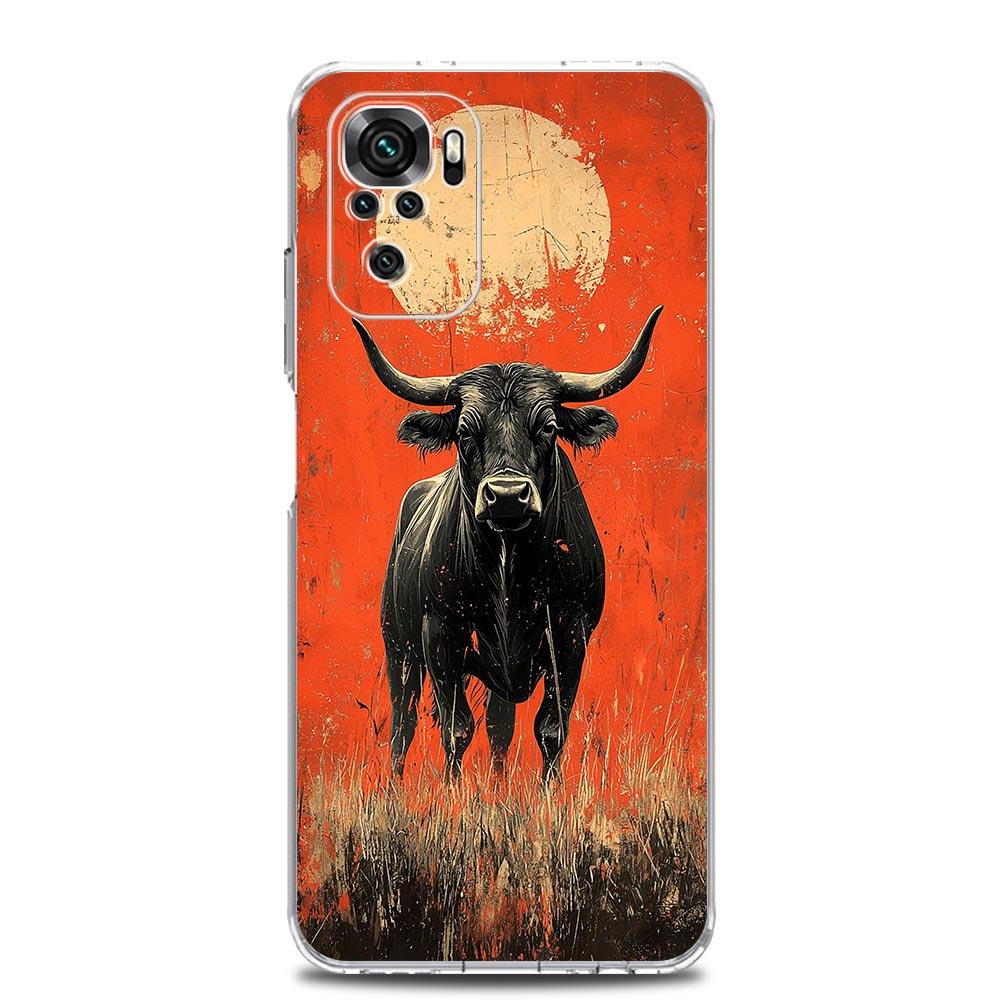 Phone Case For Xiaomi Redmi Note 15 14 13 12 4G 10 11 Pro Plus 5G 14C 13C 12C 10C Clear Soft TPU Cover Bull Animal