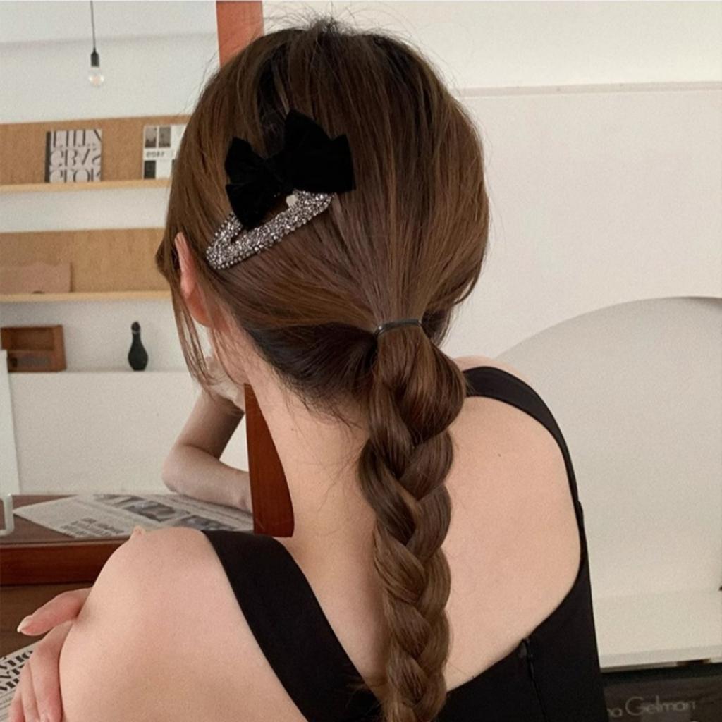 Retro full diamond bow hairpin super flash cute rhinestone side bangs hairpin broken hair clip female