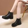 Modische Damenstiefel PU-Leder Stiefeletten Winter Plüsch Warm Schneestiefel Wasserdicht Rutschfest Schuhe Plateau Reißverschluss Baumwollschuhe