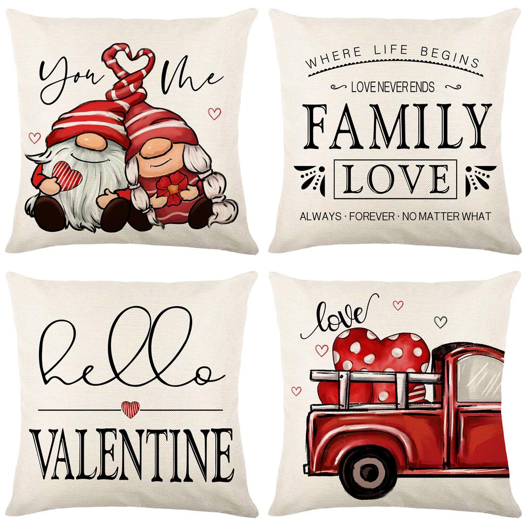 Letter Print Valentine's Day Pillow Cover Nordic Simple Polyester Love Home Sofa Cushion Cover Cushion Cover