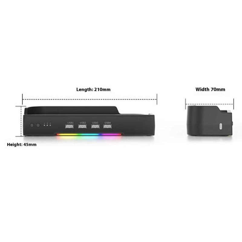 Cooling Dock With Adjustable Double Fan Active Cooling Tool Multiple Port Center Lighting Wall Mountable Design for switch2