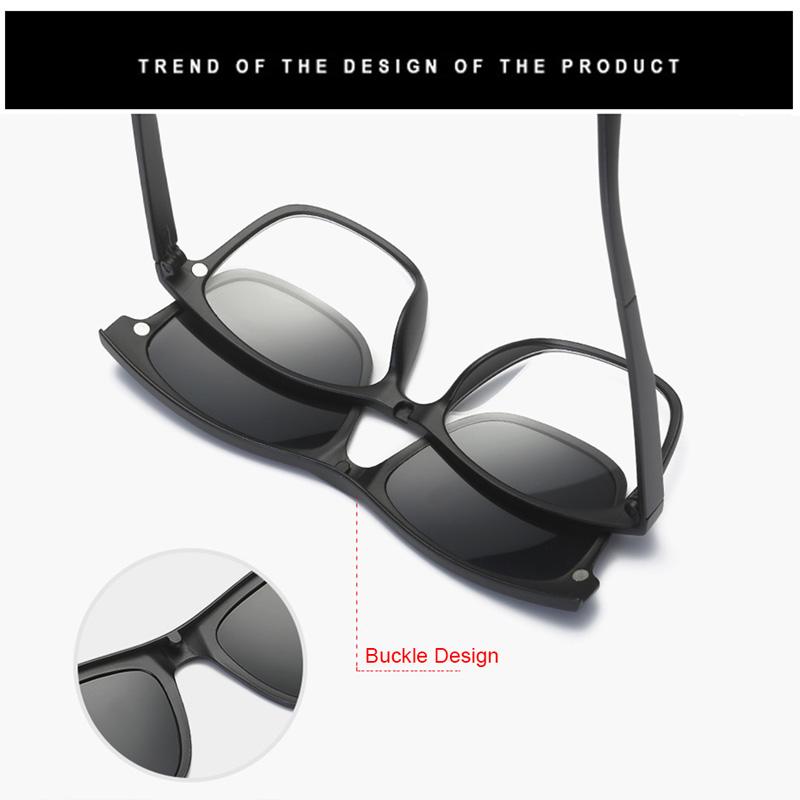 Spectacle Frame With 5 Pieces (Magnetic) Polarized Sunglasses Lens Sports Eyewear Glasses