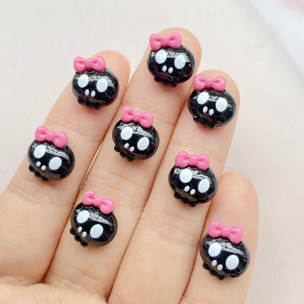 20Pcs Cute Cartoon Halloween cat, pumpkin, bat Nail Art Resin Designer Charms DIY Craft For Nail 3D Decorations Jewelry