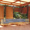 9 Piece Garden Lounge Set with Grey Cushions Solid Pine Wood