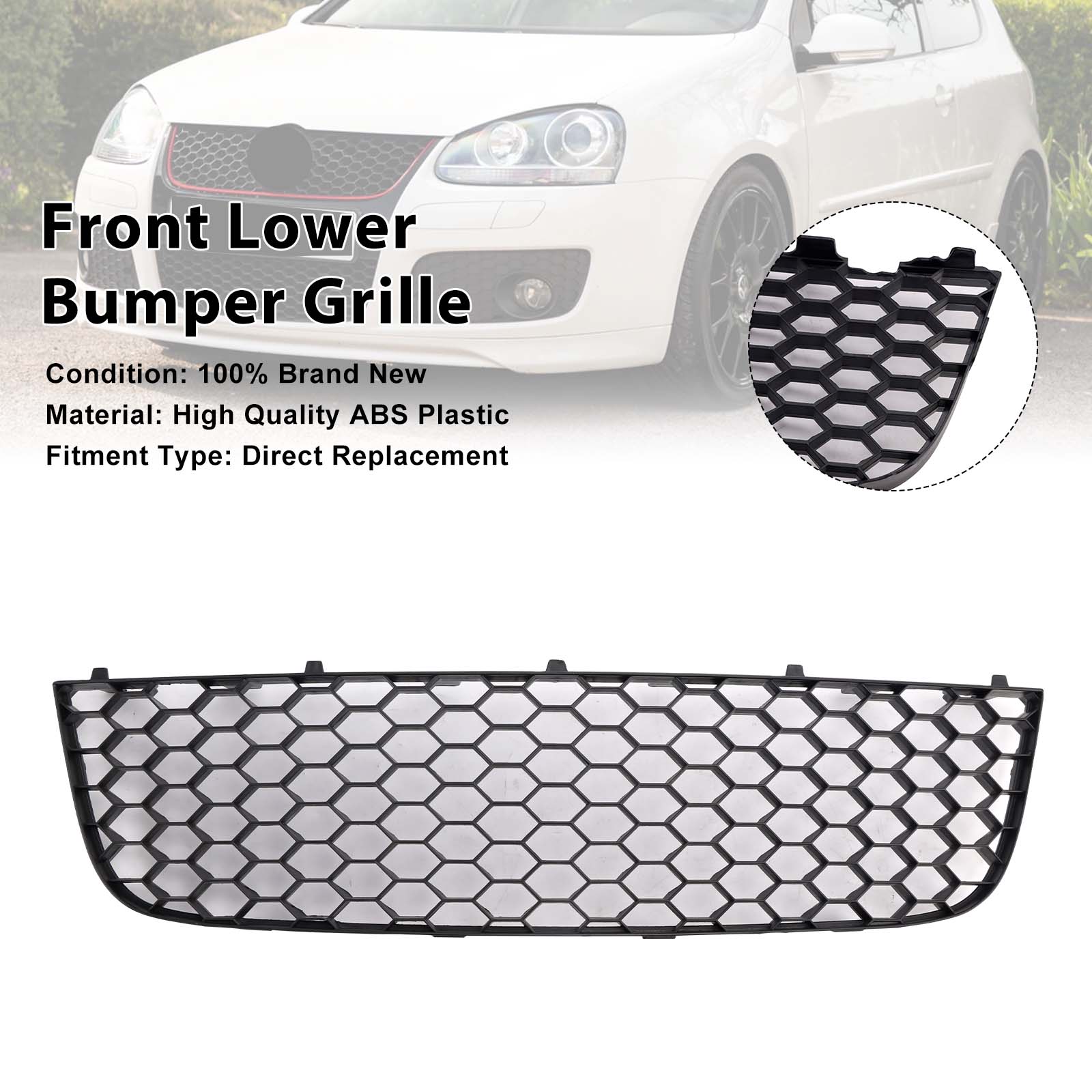

Front Center Lower Bumper Grille Grill Fit VW GOLF MK5 GTI 2006-2009