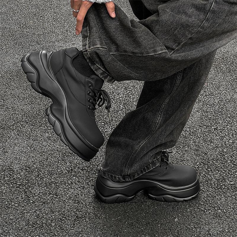 

2025 новые туфли дерби на платформе, мужские, в стиле ретро Париж, с большой головой, британские кожаные туфли, туфли для папы 24307-J 38 чёрный