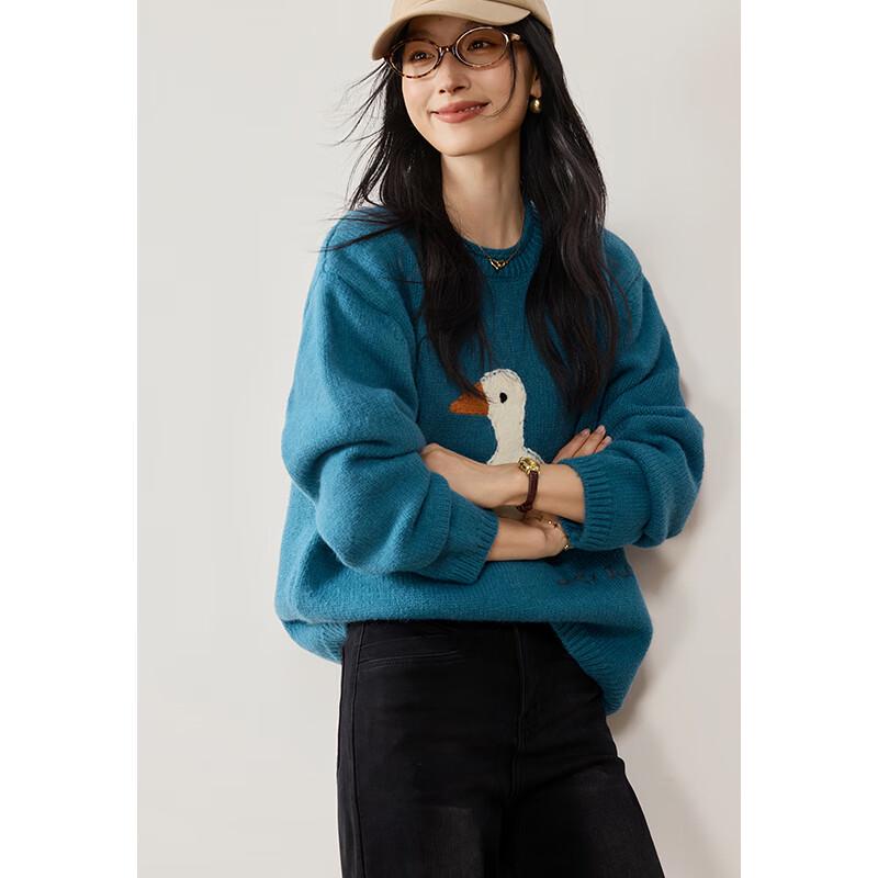 VICTORIA&VERA Women's Little Duck Jacquard Knit Sweater