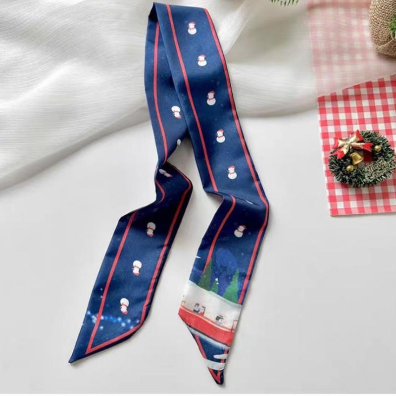 Christmas Element Versatile Scarf - Holiday Bow Decorative Scarf Straps For Hair Accessories Bag Decoration & Gift