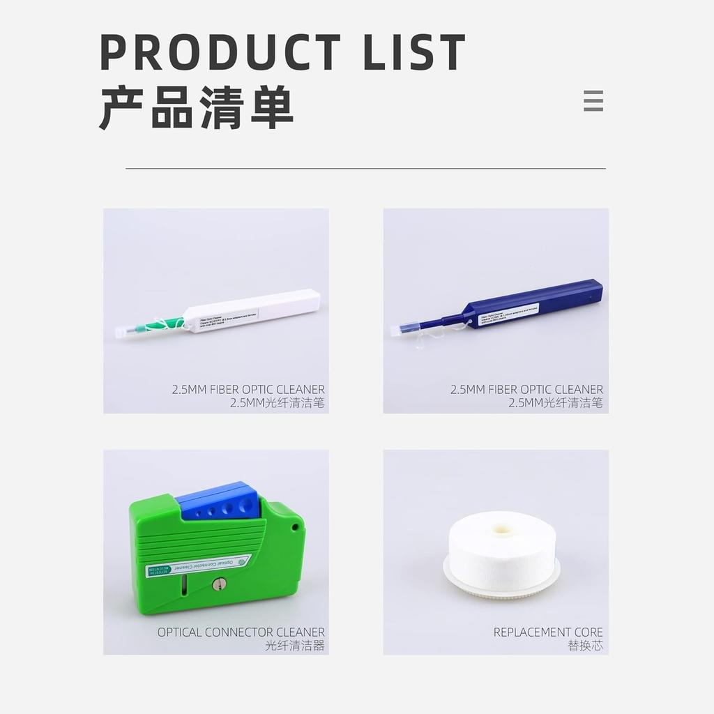 Optical Fiber Cable Cleaner Pen Tool Kit 2.5mm LC MU 1.25mm Connector Joiner Fiber Optic Cleaning Box Tool Cleans