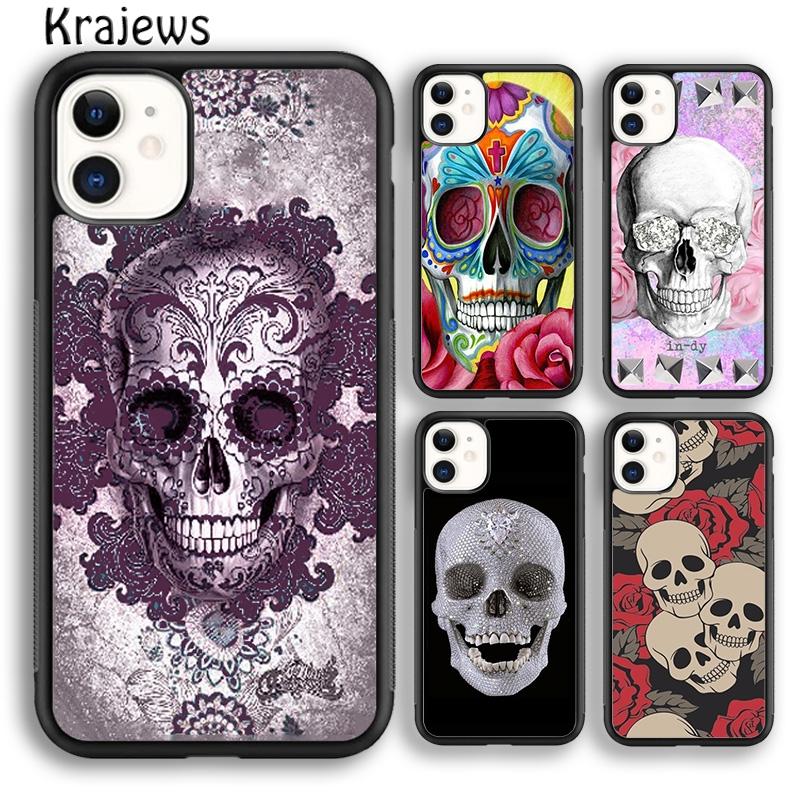 Krajews Skull with dimand eyes Phone Case Cover For iPhone 17 Air 16 15 14 plus 12 13 pro max coque Fundas
