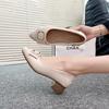 Fashion 2025 New Fashion and Versatile Round Toe Block Heel Small Single Shoes Spring and Autumn Casual Soft-soled Women's Leather Shoes