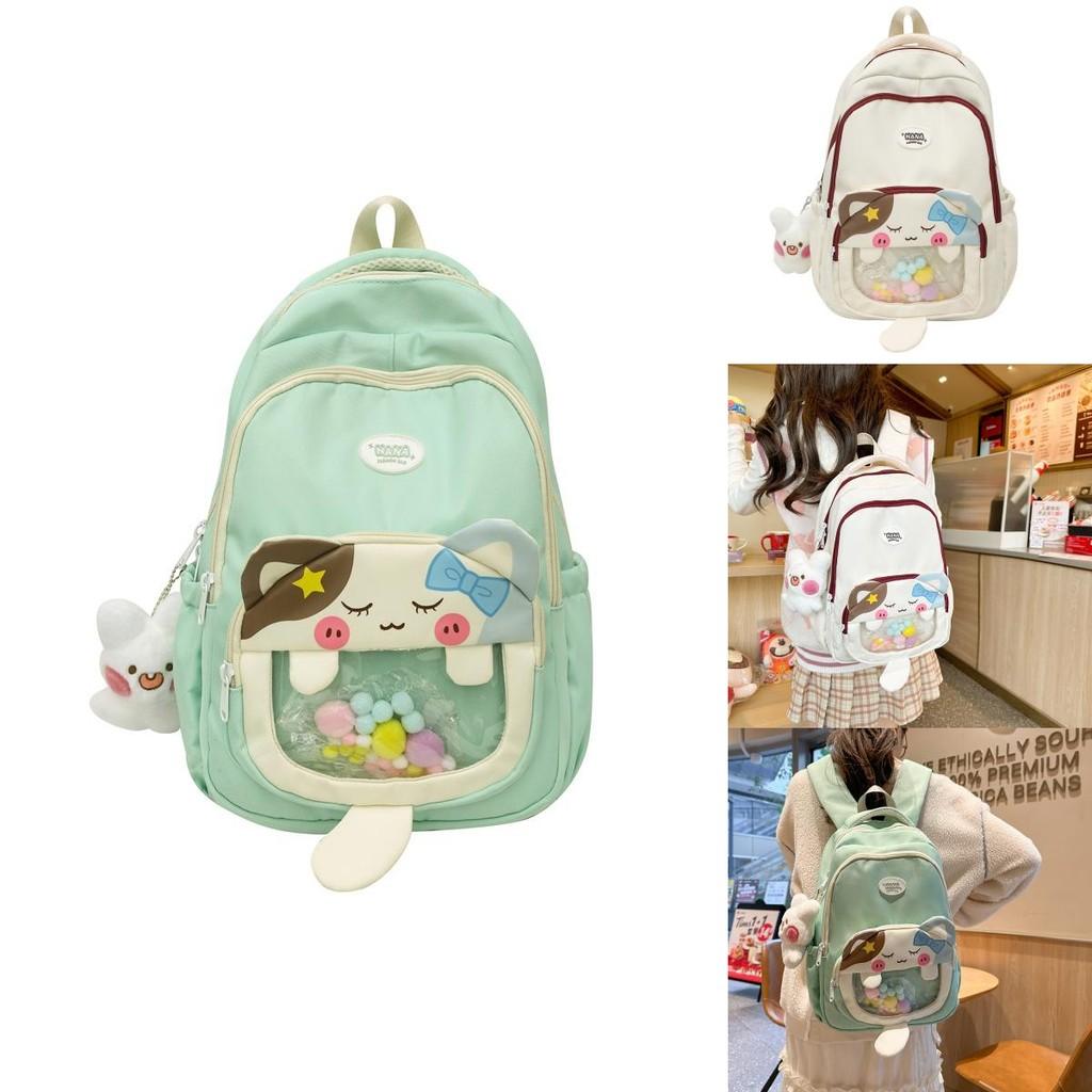 Stylish Large Capacity Children's Backpack With Transparent Pocket For School Use