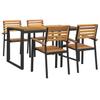 Vidaxl 5-Cz. Garden Furniture Set, Solid Acacia Wood and Metal
