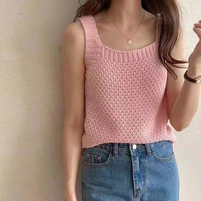 Verão Novo Seda Gelo Coreano Blusa Suave Mulheres Sexy Spice Girl Ombro Largo Emagrecimento Temperamento Colete Tricotado