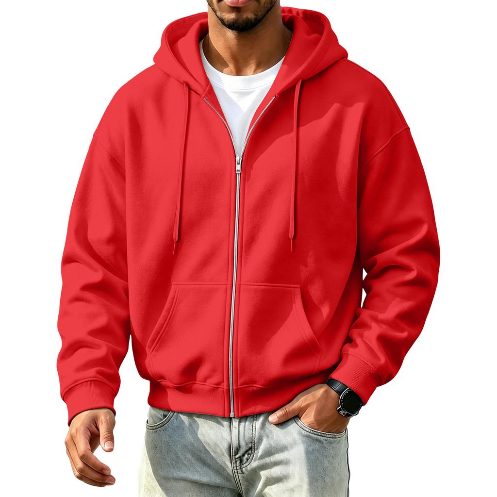 Men's Color Zip Up Hooded Sweatshirt for Winter