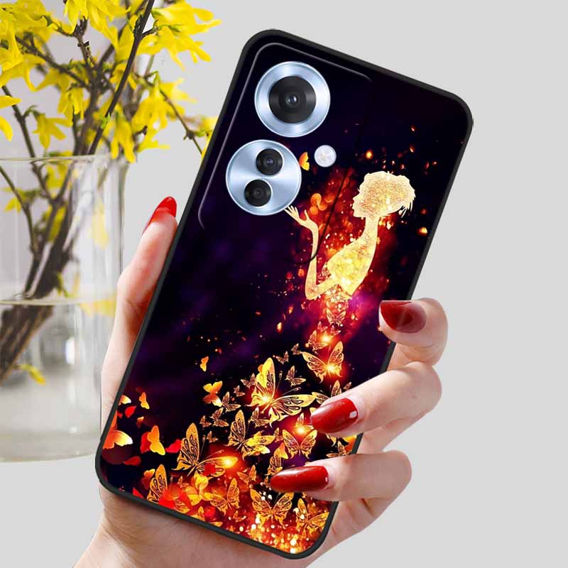 Phone Cover for OPPO Reno11 F 5G Case Black Silicone TPU Fashion Marble Print Shells for Oppo Reno 11F Protective Capa Soft Bags