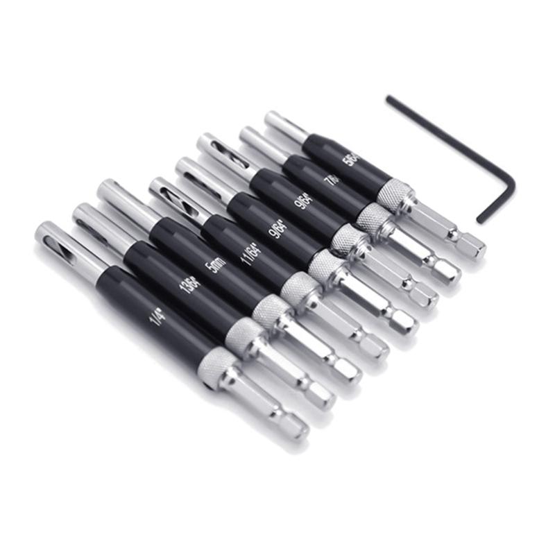 Self Centering Drill Bit set Includes Hex Key & Spare Bits Comprehensive Drill Bit Assortment for Cabinet & Door Hinges