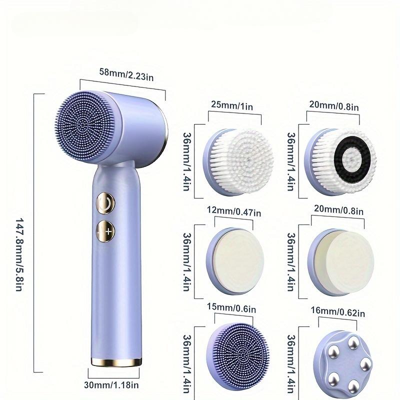 6-in-1 Elektrische Gesichtsreinigungsbürste – Tiefenreinigung der Poren, Peeling & Massage – 6 austauschbare Bürstenköpfe Wasserdichte & wiederaufladbare Reinigungsbürste