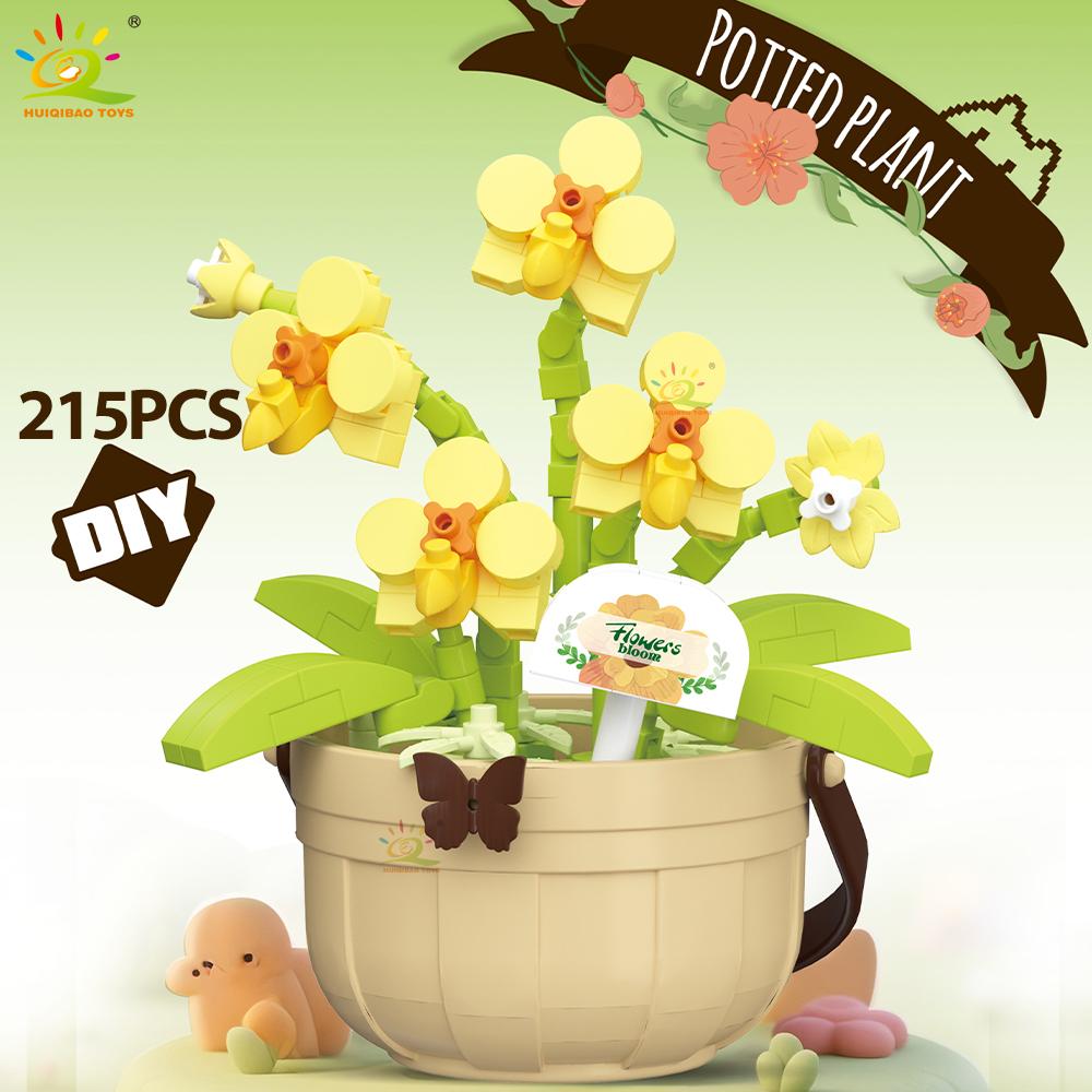Non-Toxic Moc Flower Micro Building Block Diy Rose Sunflower Pot Bouquet Mini Diamond Model Brick Toy For Children Desk Decor.