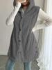 Solid Color Double-Sided Plush Hooded Button Cardigan: Casual Women's Fall/Winter Vest