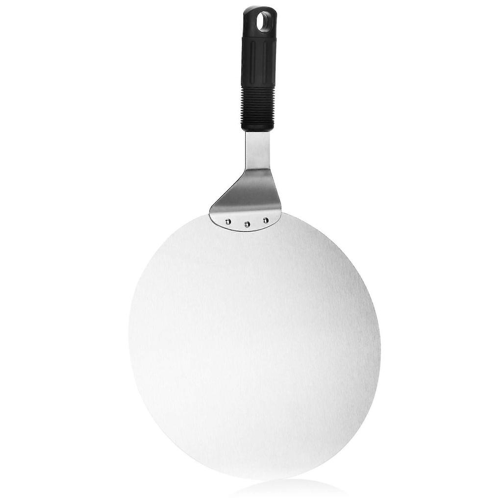 Stainless steel pizza shovel - pizza lifter - round pizza slider - pizza spatula - pizza (silver/black - round)