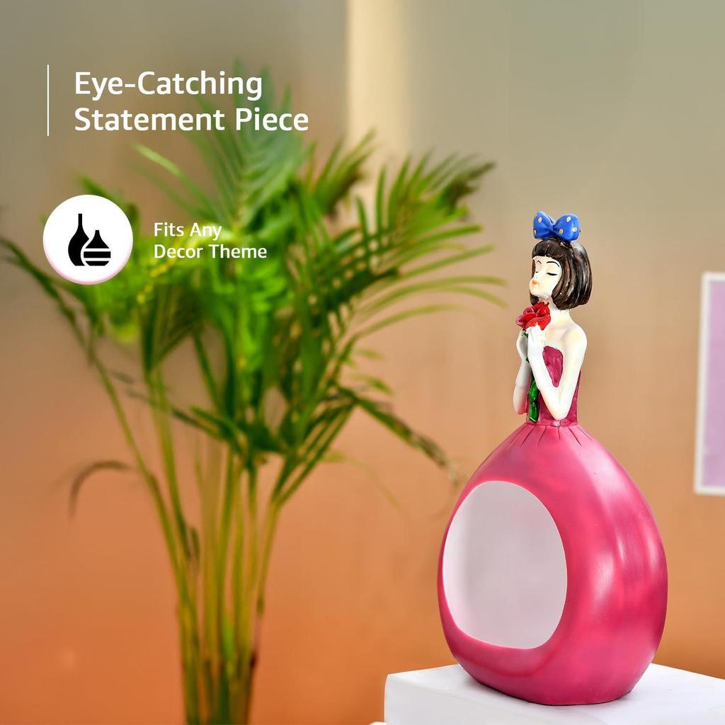 Charming Storage Doll Figurine | A Perfect Blend of Décor & Utility | Stylish Accent with Hidden Storage – Pack of 1, Pink