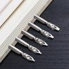 Goose Feather Pen Set with Carved Base and Stainless Steel Nibs - Unique Gift