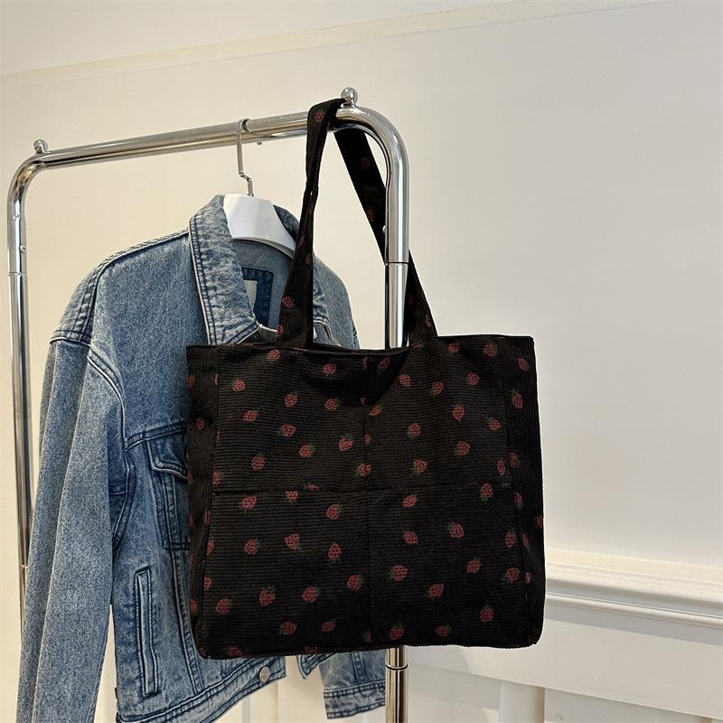 

Универсальная вельветовая сумка-тоут с принтом 2025 новая сумка для хранения большая вместимость на плечо для переезда холщовая сумка сумка сумка чёрный