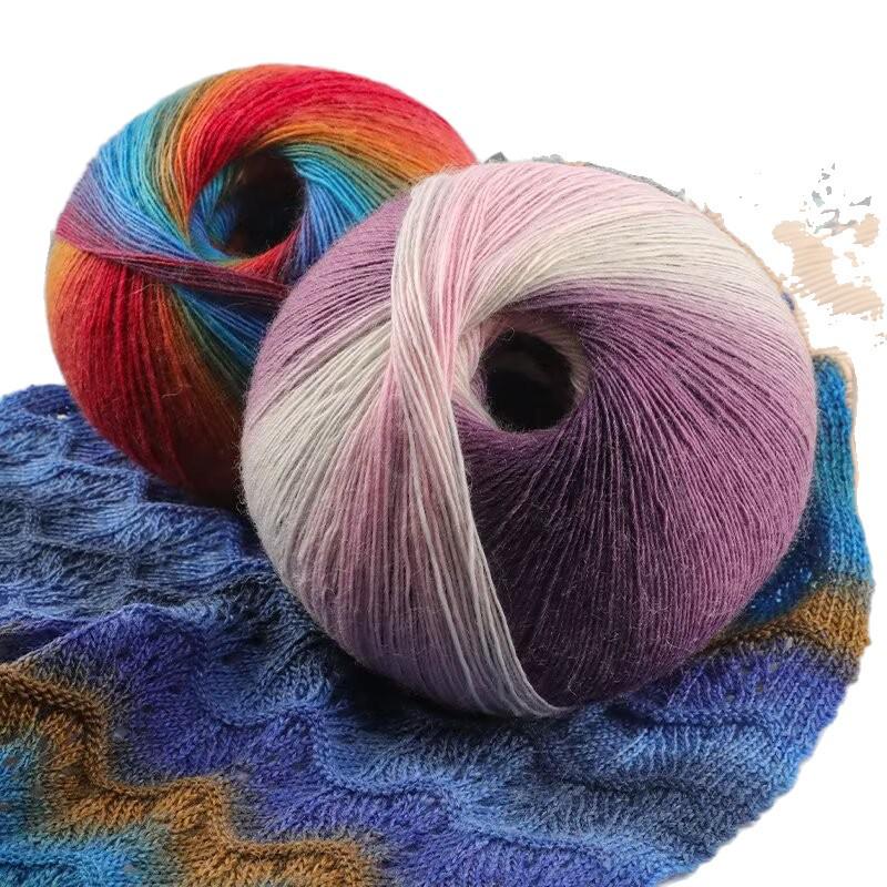 Rainbow Gradient Dyed Yarn 200g - Perfect for DIY Knitting Shawls, Scarves, Sweaters & Coats