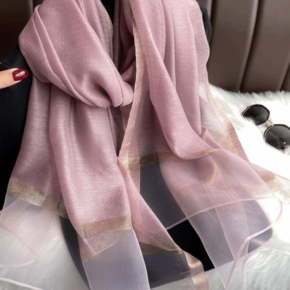 Large Luxury Silk Scarf Solid Color Long Shawls Fashion Women Hijab Shawls  Beach