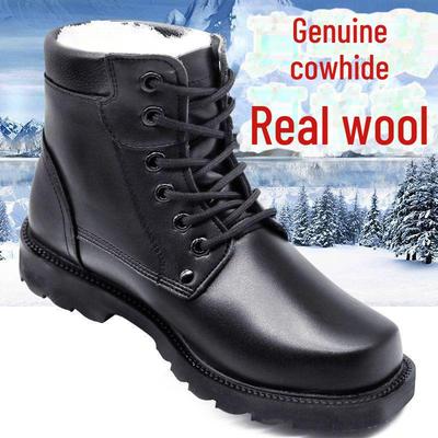 Botas de Neve de Couro Quentes para Homem – Cano Alto, Com Veludo Extra, Outono/Inverno