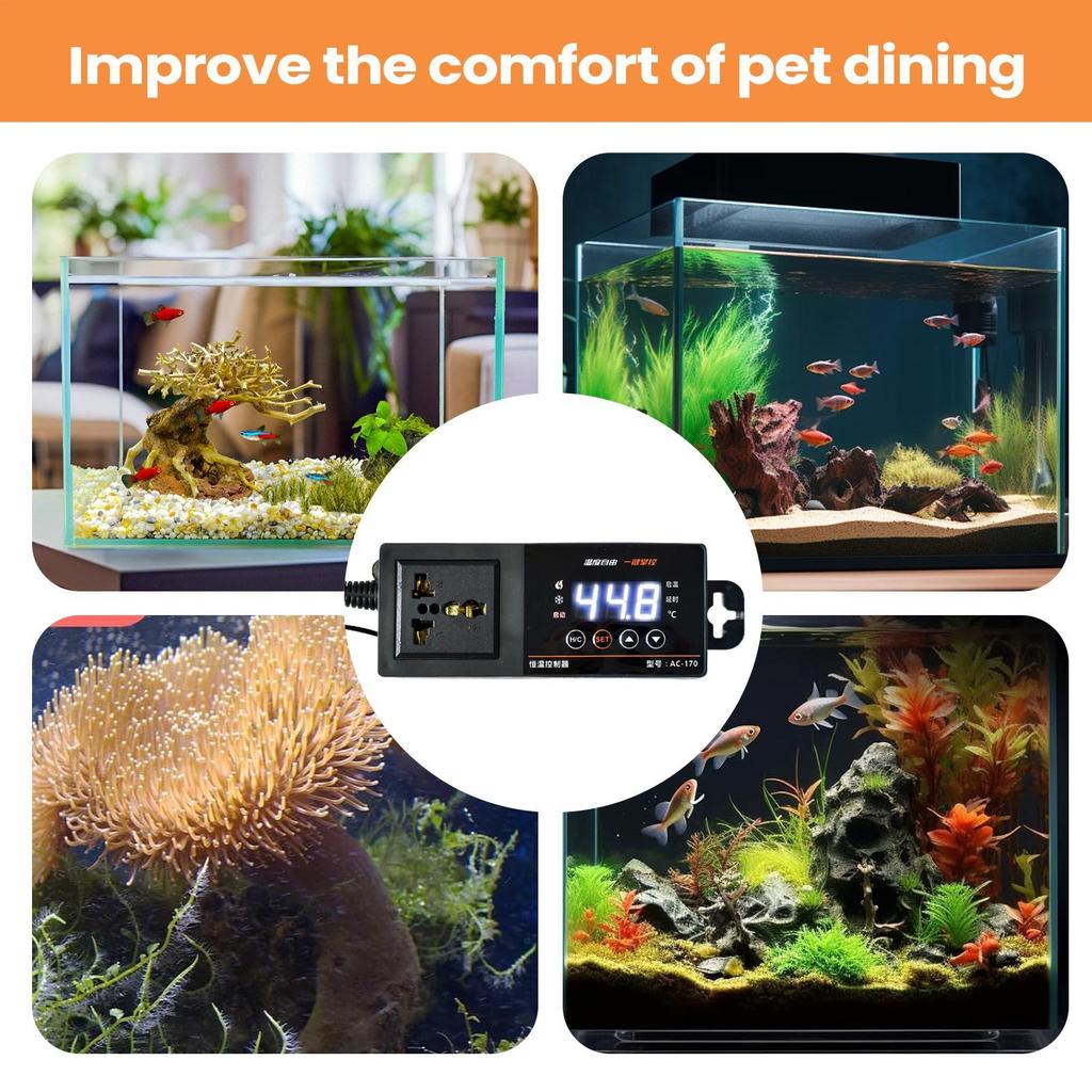 Thermostat For Reptile Tank LED Display Digital Pets Supplies With Suction Cup Thermostat Plug Outlet For Plants Terrarium Snake