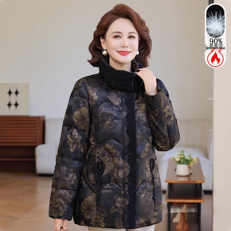 

Women s Winter Down Jacket - Mom s New 2026 Stand Collar Warm Coat for Middle-Aged and Elderly 5XL (135-150kg)