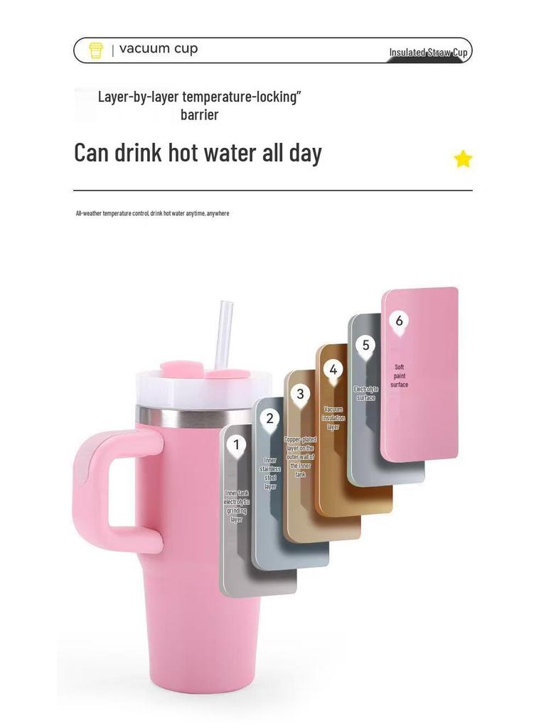 Stanley 14 oz isolierter Becher für das Auto mit Strohhalm