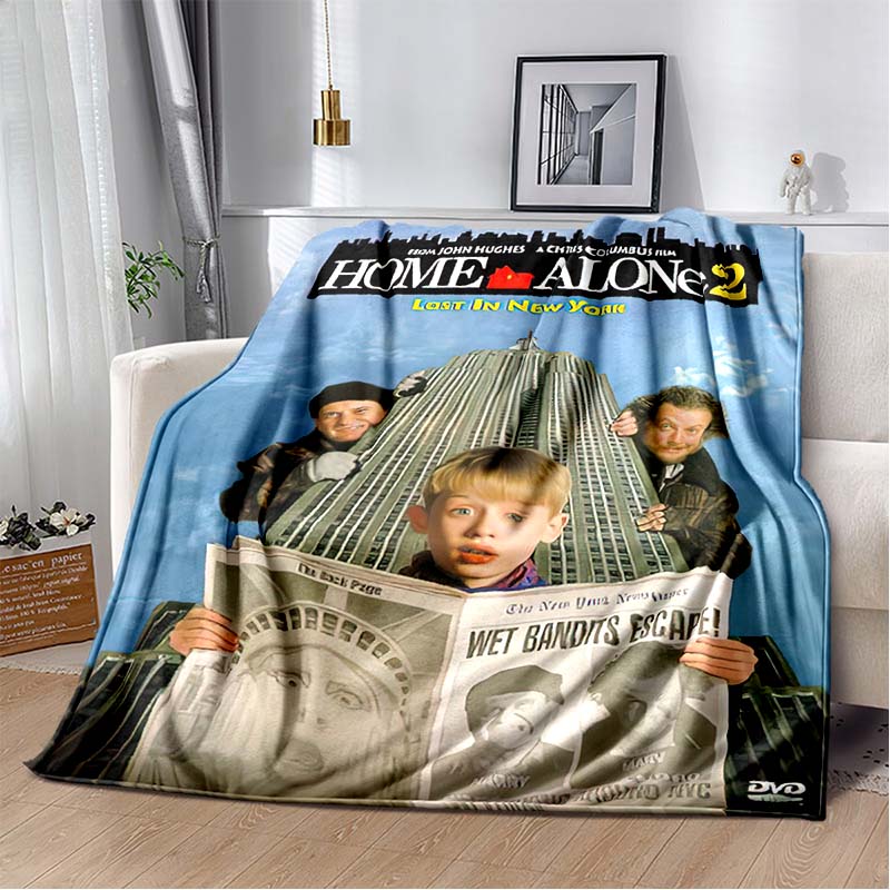 Home‑Alone Classic Film Print Flannel Blanket Soft Warm Throw For Sofa Bedroom Xmas Home Decor Holiday Fan Collectible Gift