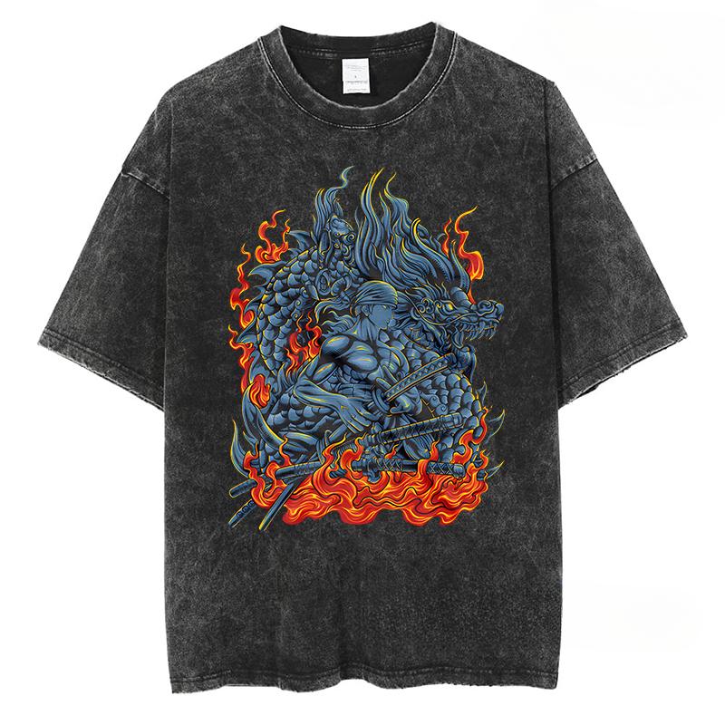 

Мужские и женские футболки с аниме Zoro Harajuku High Street, винтажные хлопковые футболки, свободные повседневные футболки больших размеров 3XL