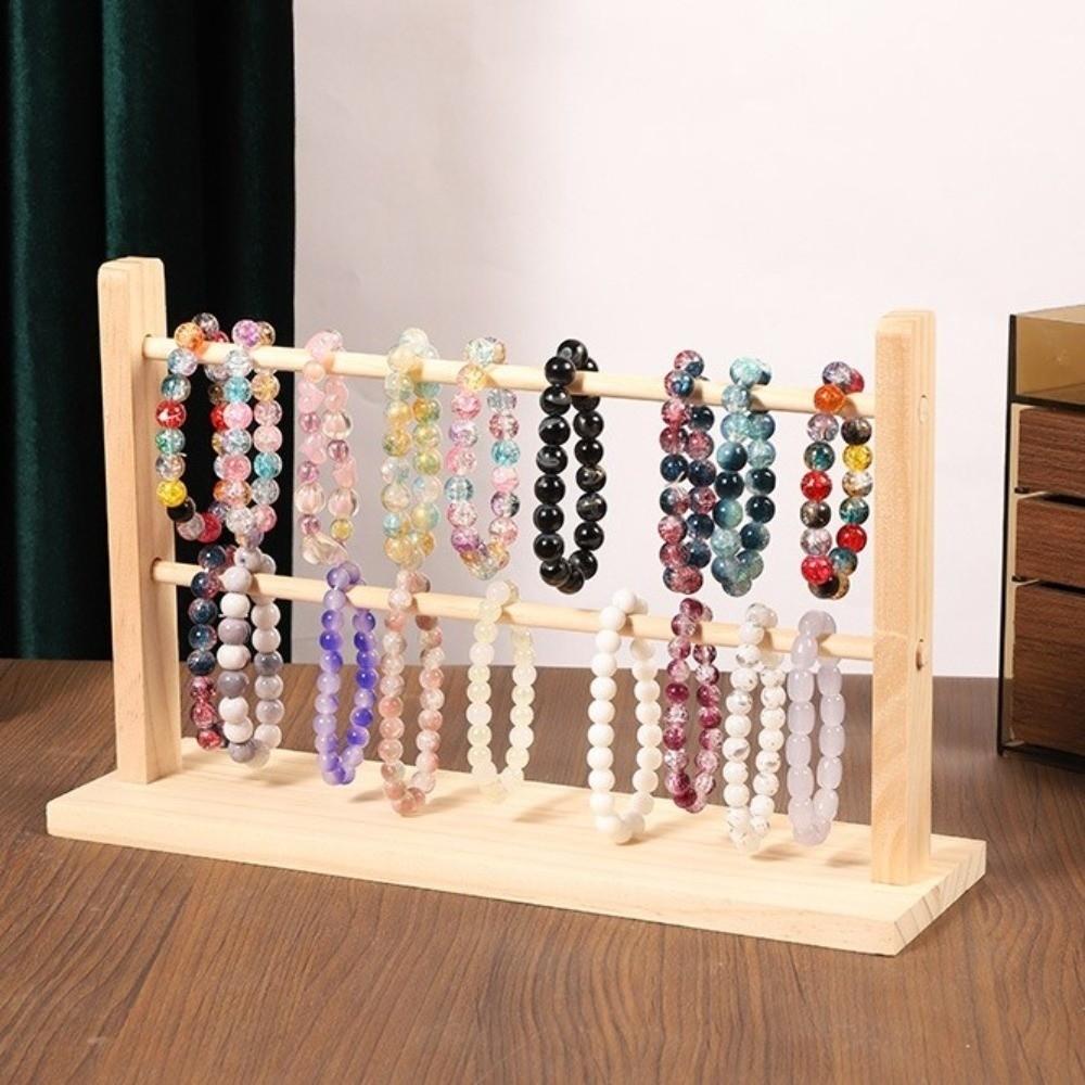 Storage Shelf Wooden Storage Rack 2/3/4 Layer Jewelry Organizer Holder Bracelet Frame  Living Room