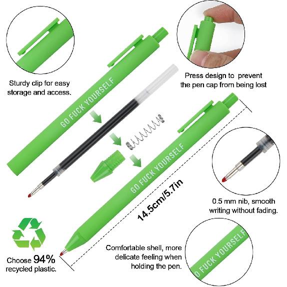 .com : Niziline 11/22Pcs Swear Word Daily Pen Set, Yocartgo Pens, Funny Pens, Funny Office Gifts (11) : Office Products